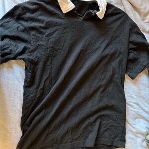 Hot Topic Black Polo with White Contrast Collar